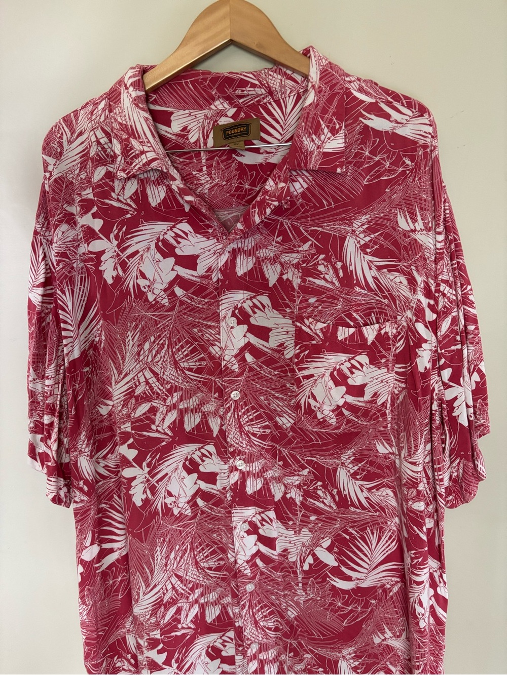 The Foundry Supply Co. Red and White Tropical Button-Down Shirt